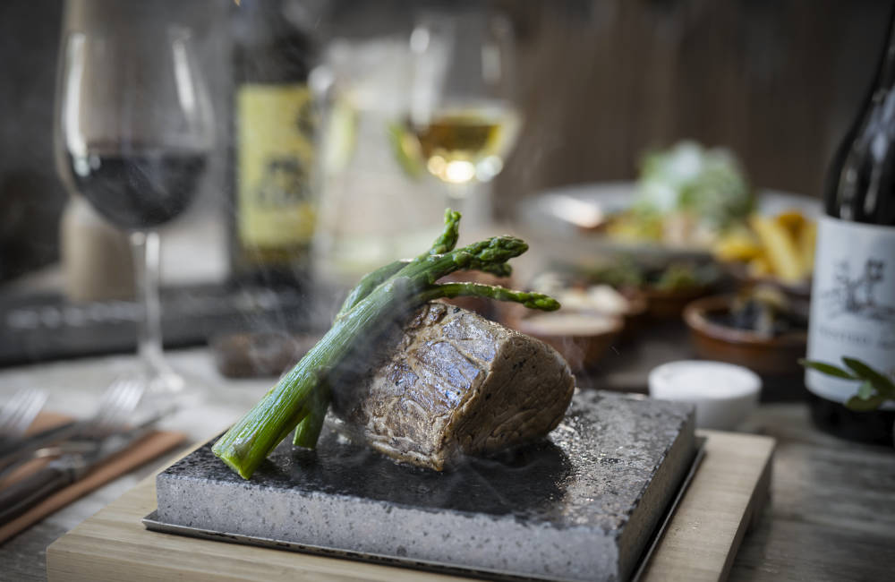 Succulent steaks on hot stones at STONEAGED
